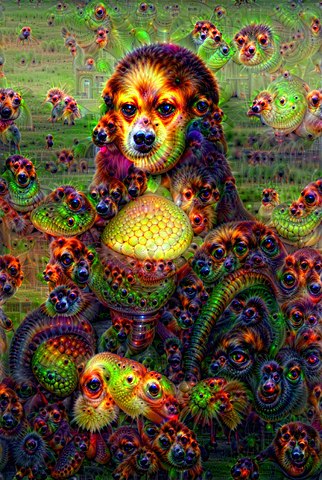 Giocconda resultante del procesamiento en Deep Dream.