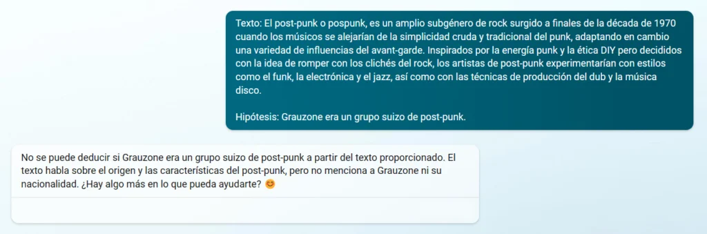 Ejemplo de pompt de Deducibilidad de Hipótesis de SuperGLUE.